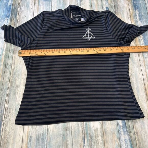 Harry Potter Shirt Medium Womens Deathly Hallows Wizarding World Stripe Top - Picture 5 of 9